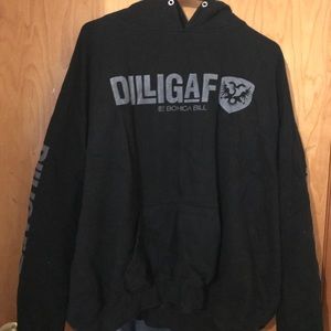 DILLIGAF sweatshirt, black, gently used